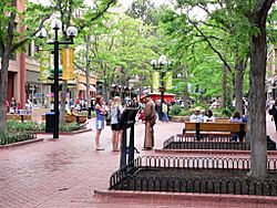 Pearl Street Mall in downtown Boulder, Colorado.