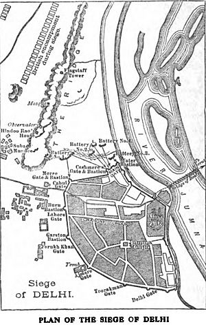 Plan of the Siege of Delhi -Our fighting services - Evelyn Wood pg492