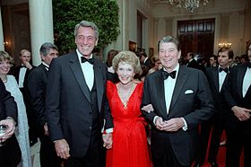 President Ronald Reagan and Nancy Reagan with Rock Hudson