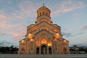 Sameba Cathedral, Holy Trinity Cathedral, Dusk, Tbilisi, Georgia