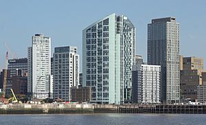 Tall buildings on Liverpool Waterfront