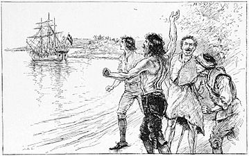 06 A ship lay in the lagoon-Illustration by Paul Hardy for Rogues of the Fiery Cross by Samuel Walkey-Courtesy of British Library