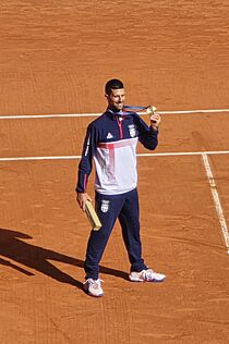 2024 Summer Olympics men's singles tennis tournament's podium, 2024-08-04 (151) (cropped)