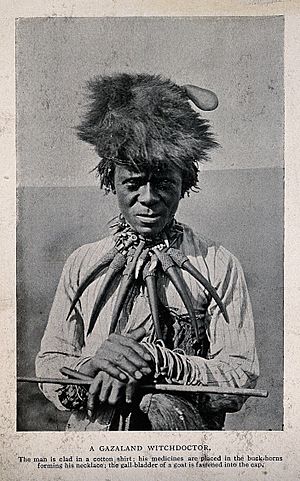 A Gazaland medicine man or shaman, equatorial Africa. Halfto Wellcome V0015945ER