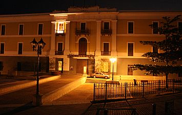 Ballajá Barracks in Old San Juan, Puerto Rico at night