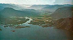 Clark Fork (located to the left/north) of the Clark Fork River, which runs down the middle