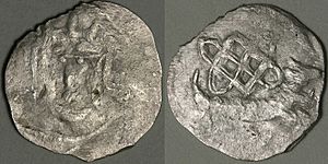 Coin of Jogaila with a lion (1386–1387)