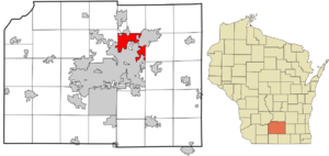 Location in Dane County and the state of Wisconsin