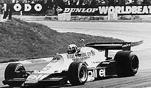 Didier Pironi - Tyrrell 008 exits Druids at the 1978 British Grand Prix, Brands Hatch (50047450781)