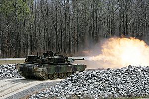 Firing M1A1 Abrams tank
