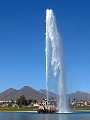 The fountain of Fountain Hills can spew water to a height of up to 560 feet (170 m)