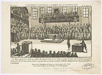 Gravure Assemblée nationale, époque du 4 février 1790 1 - Archives Nationales - AE-II-3878