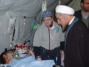 Hassan Rouhani at US Field Hospital 12-24-2003 - FEMA - 13321 - by Marty Bahamonde