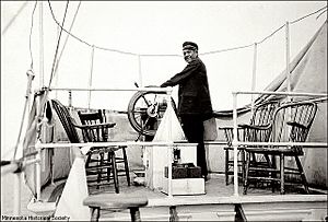 Indian pilot on Steamship Keenora, Lake of the Woods