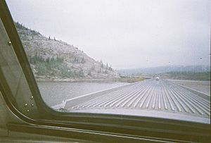 Jasper lake causeway from train