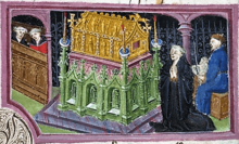 medieval illustration of Edmund's shrine