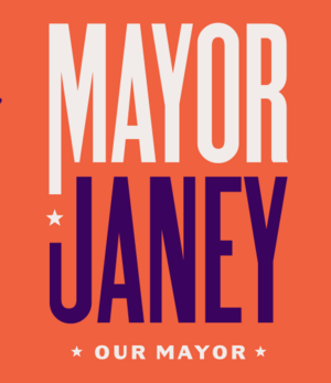 Kim Janey mayoral campaign logo 2021 (orange background)
