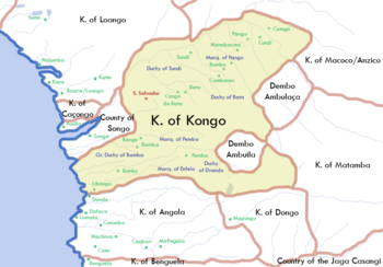 The "Kingdom of Congo" (now usually rendered as "Kingdom of Kongo" to maintain distinction from the present-day Congo nations)
