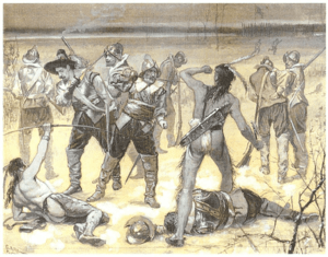Lion Gardiner and Pequot War by Charles Reinhart 1890.png