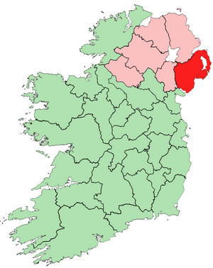 Location of County Down on island of Ireland