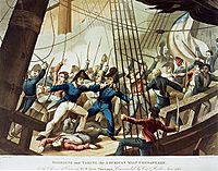 M Dubourg, Boarding and Taking the American Ship Chesapeake, by the Officers and Crew of H.M. Ship Shannon, Commanded by Capt. Broke, June 1813 (c. 1813)