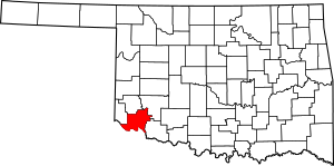 Map of Oklahoma highlighting Jackson County
