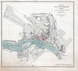Map of Richmond 1864 with burnt districts small
