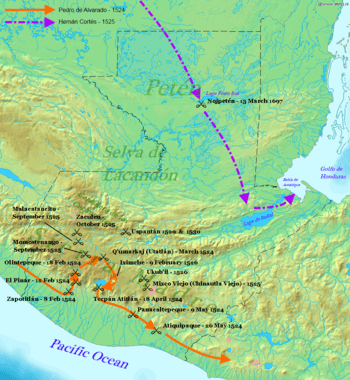 Map of the Spanish Conquest of Guatemala