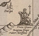 Mercator 1569 world map detail Prester John of Africa