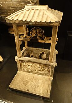 Model well, burial find, China, Han dynasty, 206 BC to 220 AD, earthenware - Östasiatiska museet, Stockholm - DSC09578