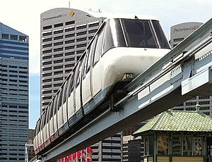 Monorail over open Pyrmont Bridge (cropped)