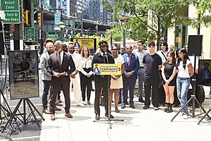 Nigel Sylvester speaks at MTA Unveils Ride Inside, Stay Alive Campaign