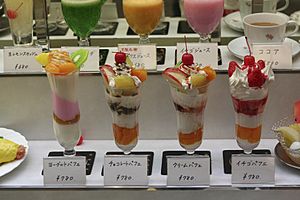 Parfait samples by pinguino in Osaka, Japan