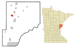 Location of the city of Finlaysonwithin Pine County, Minnesota
