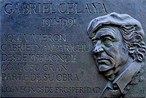 Commemorative plaque at his Madrid residence