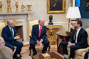 President Donald Trump and Vice President JD Vance with Taoiseach Micheál Martin