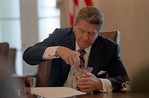 President Ronald Reagan eating jelly beans