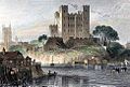 Rochester Castle engraved by H.Adlard after G.F.Sargent. c1836 edited