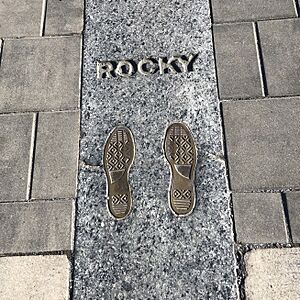 Rocky Balboa sneaker imprints at top of Rocky Steps