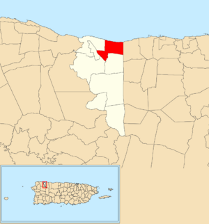 Location of San José within the municipality of Quebradillas shown in red