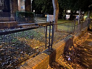 Stretcher railings in Clapham Park oct 21