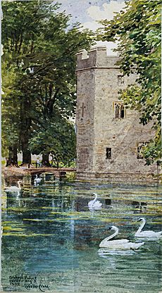 The Moat and Bishop's Palace, Wells Cathedral (Walter Crane, 1893)