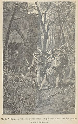 Un poste anglais attaqué par les Français vers 1754 - 1756