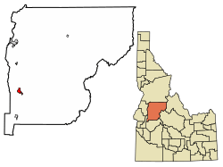 Location of Cascade in Valley County, Idaho.