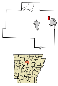 Location of Shirley in Van Buren County, Arkansas.