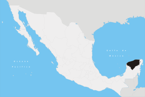 The state of Yucatán, México (dark) in the Yucatán Peninsula