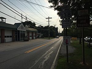 2016-07-28 08 06 07 View east along Maryland State Route 138 (Monkton Road) at Firehouse Road in Hereford, Baltimore County, Maryland.jpg