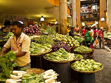 A food market at Port Louis, Mauritius