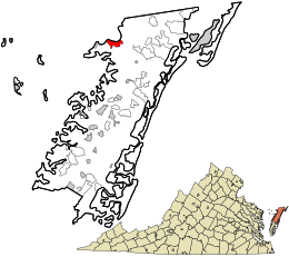Accomack County Virginia incorporated and unincorporated areas Sanford highlighted