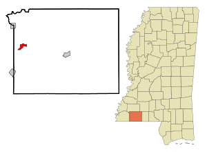 Location of Gloster, Mississippi